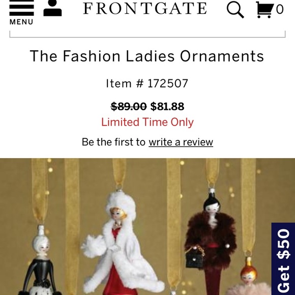 LADIES WITH ELEGANCE Vintage Glass Ornament of Lady in Blue Jeans & Fur Shawl - Picture 3 of 3